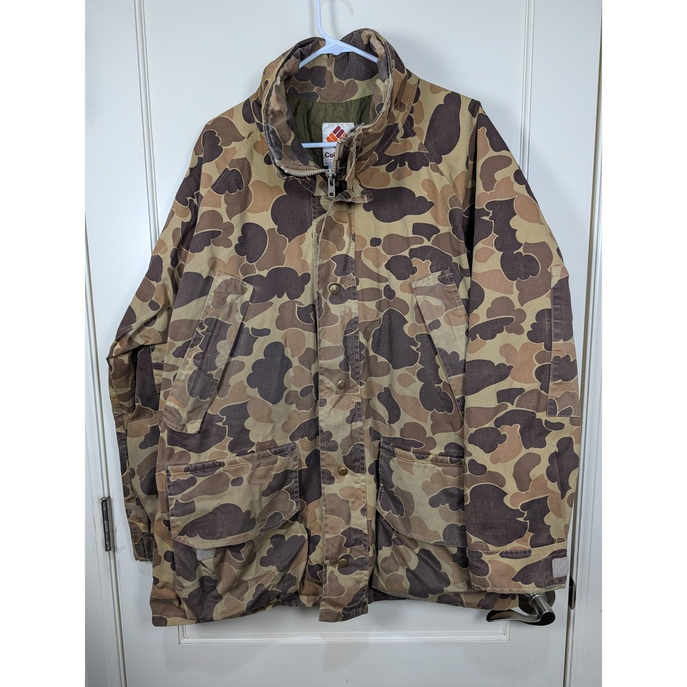 Vintage Columbia Gore-Tex Duck Camo Hunting Jacket Mens XL USA Made Field Coat